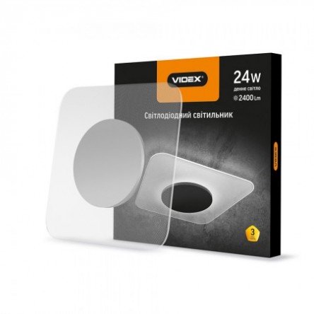 LED светильник Акриловый квадратный VIDEX 24W 4100K 220V серебро