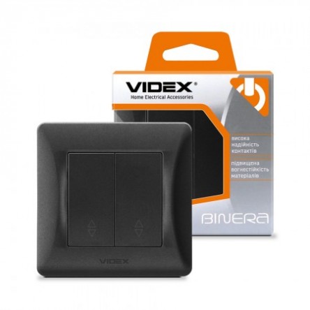 VIDEX BINERA Выключатель черный графит 2кл проходной