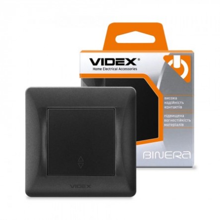VIDEX BINERA Выключатель черный графит 1кл проходной