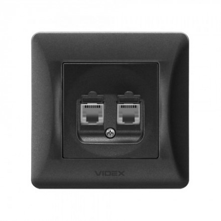 VIDEX BINERA Розетка CAT6+CAT6 двойная компьютерная черный графит