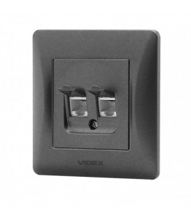 VIDEX BINERA Розетка CAT6+CAT6 двойная компьютерная черный графит