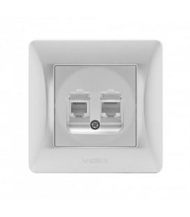 VIDEX BINERA Розетка CAT6+CAT3 двойная серебряный шёлк