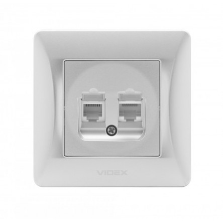 VIDEX BINERA Розетка CAT6+CAT3 двойная серебряный шёлк