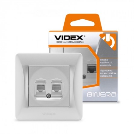VIDEX BINERA Розетка CAT6+CAT3 двойная серебряный шёлк