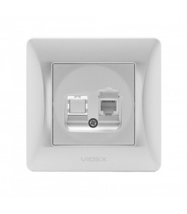 VIDEX BINERA Розетка CAT3 одинарная телефонная серебряный шёлк