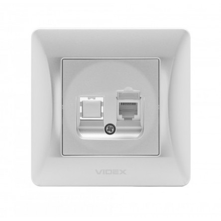 VIDEX BINERA Розетка CAT3 одинарная телефонная серебряный шёлк
