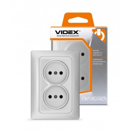 VIDEX BINERA Розетка 2ая серебряный шёлк