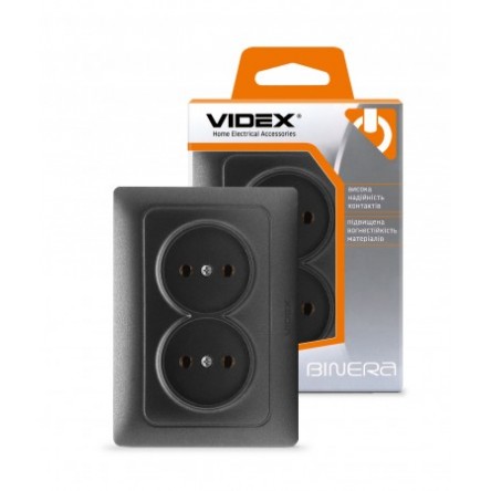 VIDEX BINERA Розетка черный графит 2ая