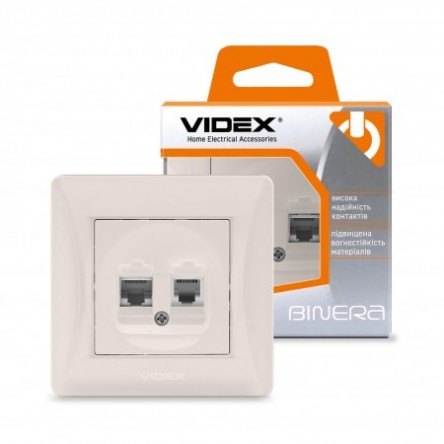 VIDEX BINERA Розетка CAT6+CAT3 сріблявий шовк