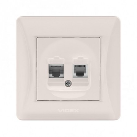 VIDEX BINERA Розетка CAT6+CAT3 сріблявий шовк