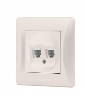 VIDEX BINERA Розетка CAT6+CAT3 сріблявий шовк