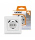 VIDEX BINERA Розетка 1ая с заземлением и 2USB серебряный шёлк