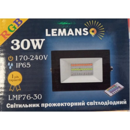 Светодиодный прожектор RGB 30W Lemanso LMP76-30 (цветной) + пульт