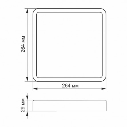 LED светильник накладной квадрат VIDEX 24W 5000K