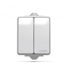 Более VIDEX BINERA IP65 Выключатель внешний двухклавишный серый