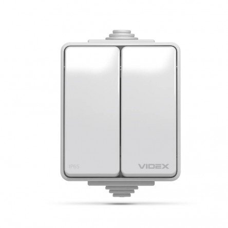 VIDEX BINERA IP65 Выключатель внешний двухклавишный серый