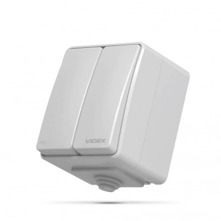VIDEX BINERA IP65 Выключатель внешний двухклавишный серый