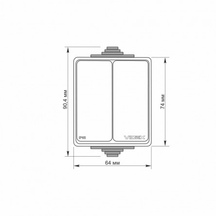 VIDEX BINERA IP65 Выключатель внешний двухклавишный серый