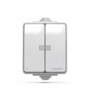 VIDEX BINERA IP65 Выключатель внешний двухклавишний с подсветкой серый