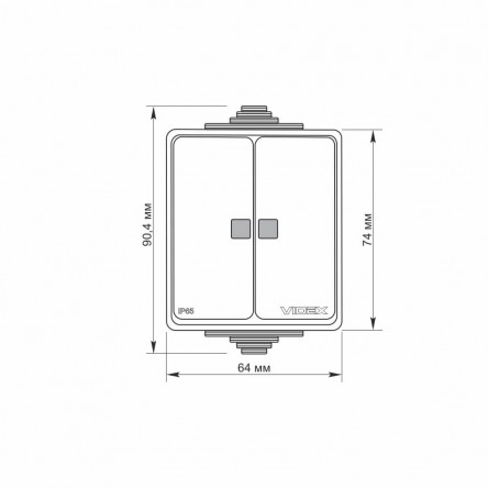 VIDEX BINERA IP65 Выключатель внешний двухклавишный серый