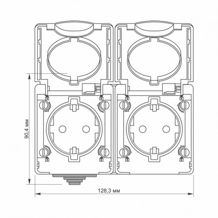 VIDEX BINERA IP65 Выключатель внешний двухклавишный серый