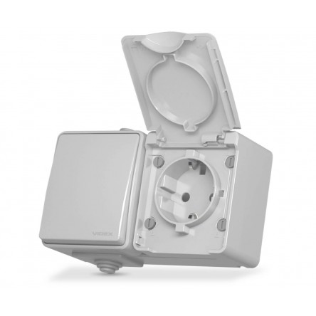 VIDEX BINERA IP65 Выключатель внешний двухклавишный серый