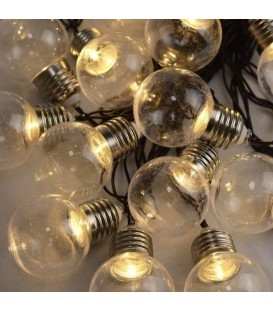 Лампочки 40мм, 12 LED, 5м+ переходник, белый теплый