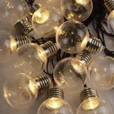 Лампочки 40мм, 12 LED, 5м+ переходник, белый теплый