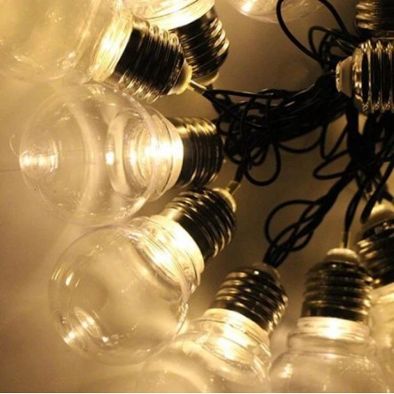 Лампочки 40мм, 12 LED, 5м+ переходник, белый теплый