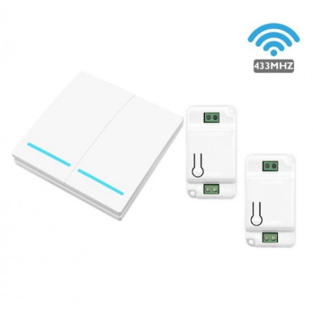 Беспроводной выключатель Inted 220V двохклавишный Белый