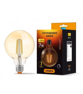 LED лампа VIDEX Filament G95FAD 7W E27 2200K 220V бронза диммируемая