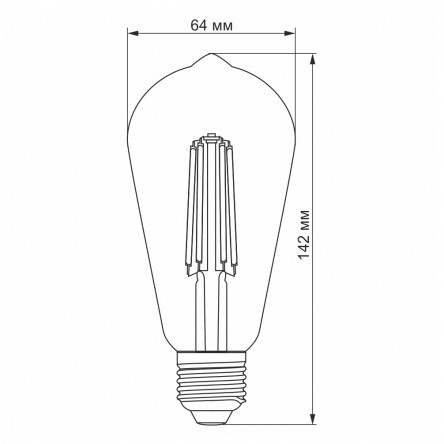 LED лампа VIDEX Filament ST64FAD 6W E27 2200K 220V бронза диммерная