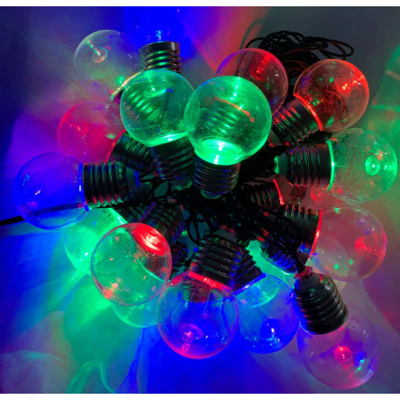 Лампочки 40мм, 12 LED, 5м+ переходник, белый теплый