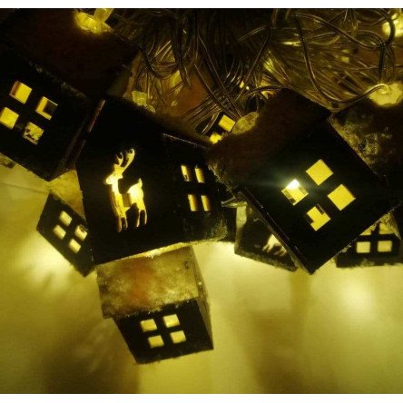 Гирлянда "Домики" 20 LED 7м + переходник, теплый белый