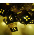 Гірлянда 20 LED, "ХАТИНКИ", 7м+ перехідник, теплий білий