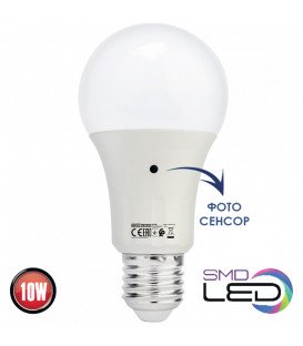 Более Світлодіодна лампа HOROZ DARK-10 10W з сутінковим датчиком 4200K