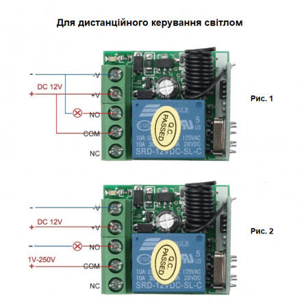 Радиореле 12V 1-канал + пульт ДУ