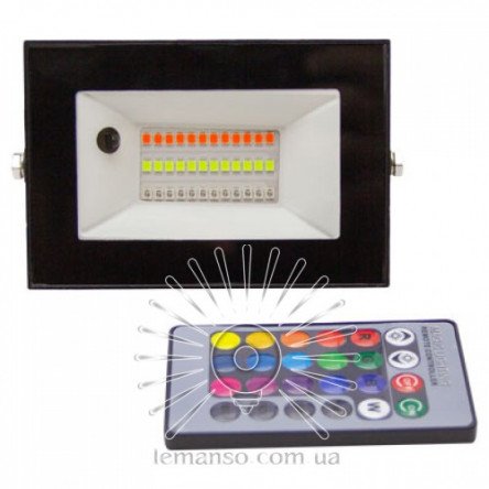 Прожектор LED 20w RGB+пульт IP65 LEMANSO чорний / LMP76-20 RGB