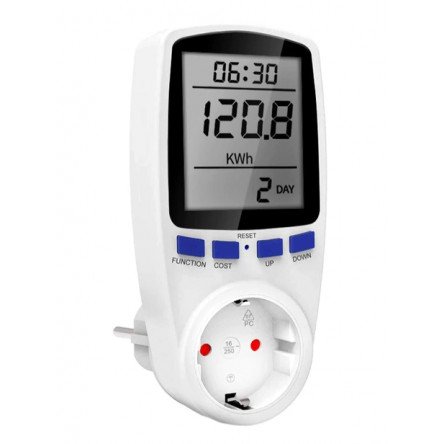 Розетка - энергометр Feron TM55 (V, A, W, Hz, kW/h)