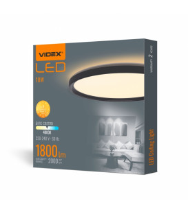LED світильник з декоративною підсвіткою VIDEX 18W 4000K Чорний