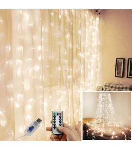 Гірлянда Штора 300 LED 3м*3м + USB, тепле біле світло