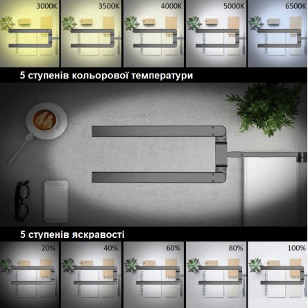 Настільна лампа трансформер FDDL03 24W 3000-6500К зі зміною яскравості