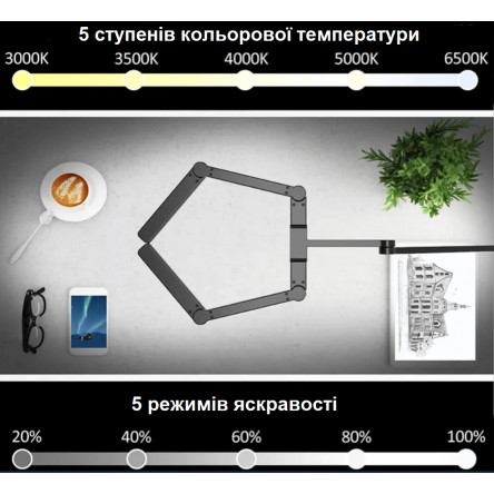 Настільна лампа трансформер FDDL03 24W 3000-6500К зі зміною яскравості