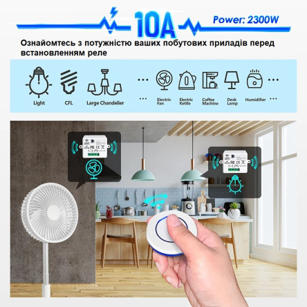 Беспроводной выключатель Inted 220V одноклавишный Белый