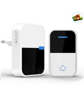 Безпровідний дверний дзвінок з базою в розетку з кінетичною кнопкою