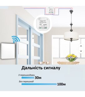 Бездротовий вимикач Inted RB4 одноклавішний білий (не потребує батарейки)