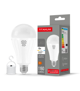 LED лампа акумуляторна TITANUM A80 12W E27 4000K 230V