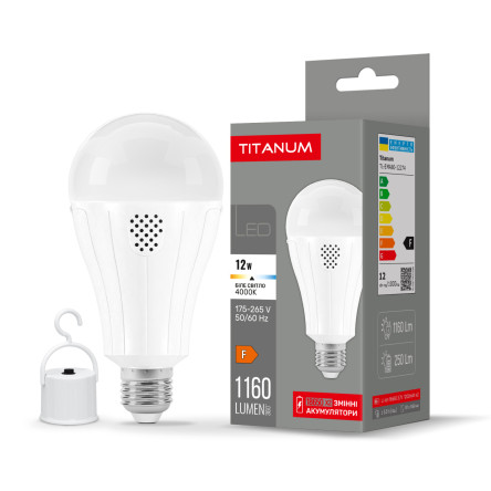 LED лампа акумуляторна TITANUM A68 9W E27 4000K 220V