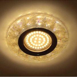 Точечный светильник Feron 8585-2 MR16 мерцающий желтый серебро с led подсветкой 3W 4000K