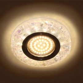 ТОчковий світильник Feron 8585-2 MR16 блискуче біле срібло з led підсвіткою 3W 4000K
